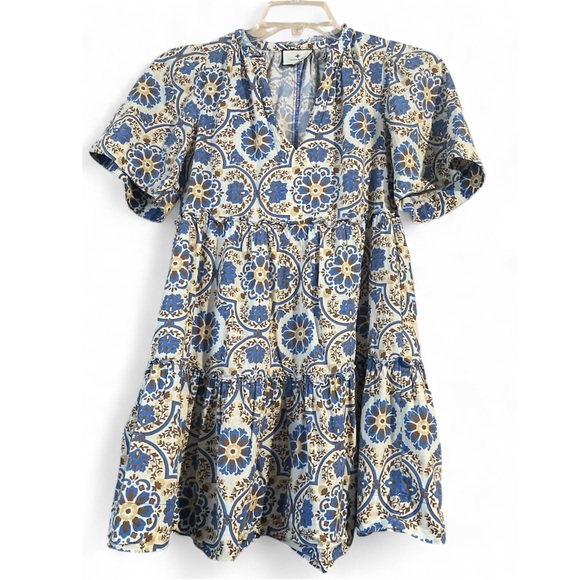 Tuckernuck Soleil Medallion Crawford Mini Dress XS 100% Cotton Short Sleeve - Picture 3 of 5
